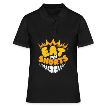 Eat my shorts funny short Video with Teeth mouth - Frauen Polo Shirt - Schwarz - Vorne - Ailine (174cm)