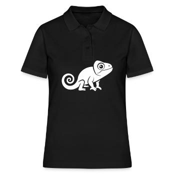 Chamäleon - Frauen Polo Shirt - Schwarz - Vorne - Ailine (174cm)