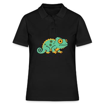 Chamäleon - Frauen Polo Shirt - Schwarz - Vorne - Ailine (174cm)