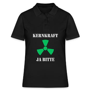 Kernkraft, Ja bitte - Frauen Polo Shirt - Schwarz - Vorne - Ailine (174cm)
