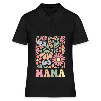 Mama Boho Flora - Frauen Polo Shirt - Schwarz - Vorne - Ailine (174cm)