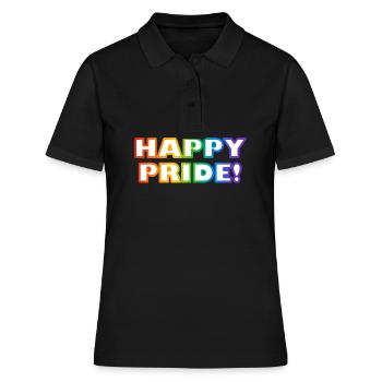 Happy Gay Pride Regenbogen LGBTQ - Frauen Polo Shirt - Schwarz - Vorne - Ailine (174cm)