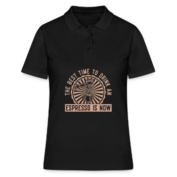 Espresso Kaffee - Frauen Polo Shirt - Schwarz - Vorne - Ailine (174cm)