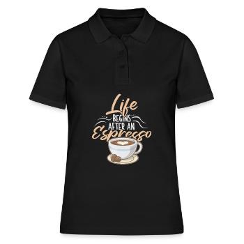 Espresso Kaffee - Frauen Polo Shirt - Schwarz - Vorne - Ailine (174cm)