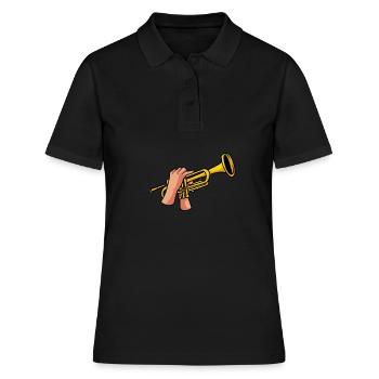 Trompete - Frauen Polo Shirt - Schwarz - Vorne - Ailine (174cm)