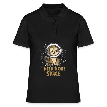 Astronaute singe J’ai besoin de plus d’espace - Polo Femme - noir - Devant - Ailine (174cm)