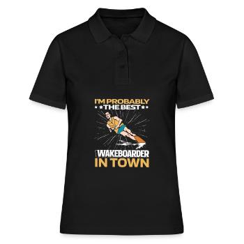 Wakeboard Wakeboarder Witzig - Frauen Polo Shirt - Schwarz - Vorne - Ailine (174cm)