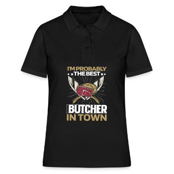 Fleischer Metzger Schlachter Messer - Frauen Polo Shirt - Schwarz - Vorne - Ailine (174cm)