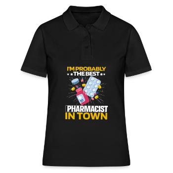 Pharmacie Pilules de pharmacien - Polo Femme - noir - Devant - Ailine (174cm)