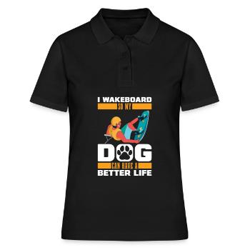 Wakeboard Wakeboarder Hund - Frauen Polo Shirt - Schwarz - Vorne - Ailine (174cm)