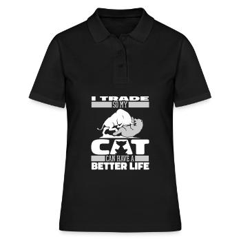 Day Trading Day Trader Cat - Polo Femme - noir - Devant - Ailine (174cm)