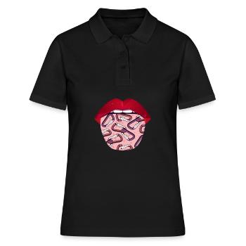 Klettern Kletterer Lippen - Frauen Polo Shirt - Schwarz - Vorne - Ailine (174cm)