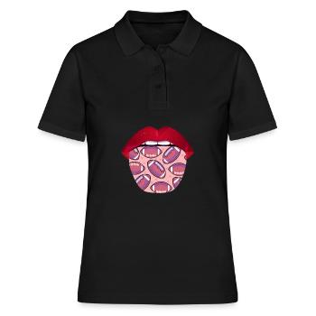 Rugby Lippen - Frauen Polo Shirt - Schwarz - Vorne - Ailine (174cm)