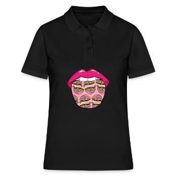 Pho Bowl Zunge - Frauen Polo Shirt - Schwarz - Vorne - Ailine (174cm)