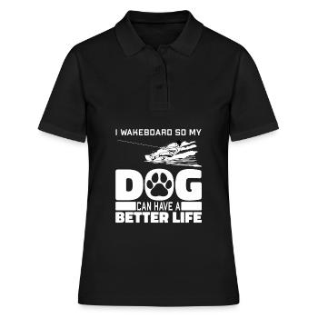 Wakeboard Wakeboarder Hund - Frauen Polo Shirt - Schwarz - Vorne - Ailine (174cm)
