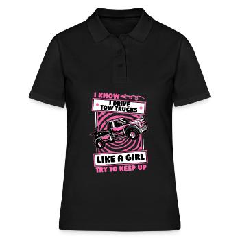 Abschleppdienst Abschlepper Mädchen - Frauen Polo Shirt - Schwarz - Vorne - Ailine (174cm)