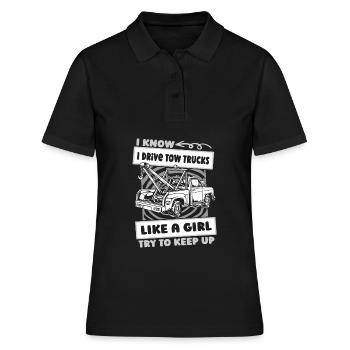 Abschleppdienst Abschlepper Witzig - Frauen Polo Shirt - Schwarz - Vorne - Ailine (174cm)
