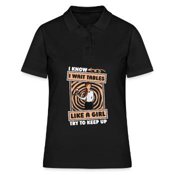 Serveur Serveuse Lustig - Polo Femme - noir - Devant - Ailine (174cm)
