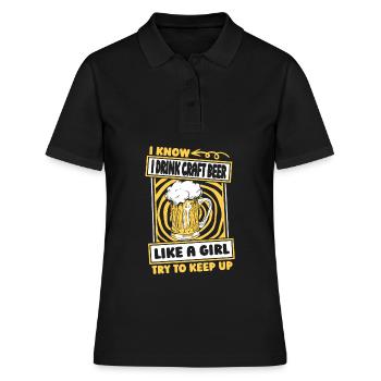Bière artisanale Bière artisanale drôle - Polo Femme - noir - Devant - Ailine (174cm)