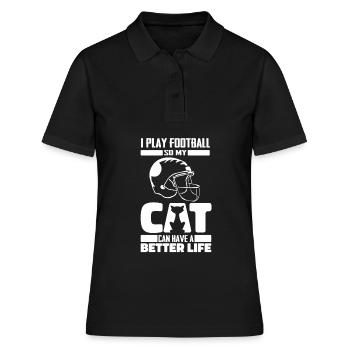 Chat de football américain - Polo Femme - noir - Devant - Ailine (174cm)