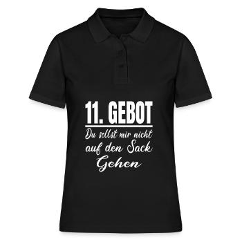 11 Gebot Du Sollst Mir Nicht Auf Den Sack Gehen - Frauen Polo Shirt - Schwarz - Vorne - Ailine (174cm)
