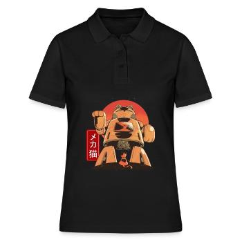 Cat Mech Robot Anime Mécanique Japonaise - Polo Femme - noir - Devant - Ailine (174cm)