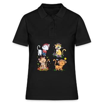 Chaque saison est une saison de chat Saisons Chats - Polo Femme - noir - Devant - Ailine (174cm)