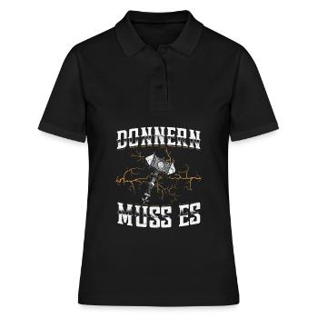 Donnern Muss Es Wikinger Kriegerin Walküre Odin - Frauen Polo Shirt - Schwarz - Vorne - Ailine (174cm)