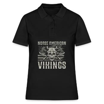 Vikings américains nordiques Us Independence Day - Polo Femme - noir - Devant - Ailine (174cm)