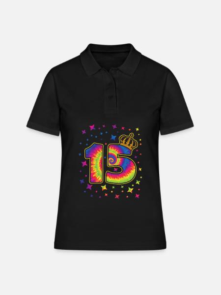 Tie-dye fête d’anniversaire 15 ans 15 ans - Polo Femme - noir