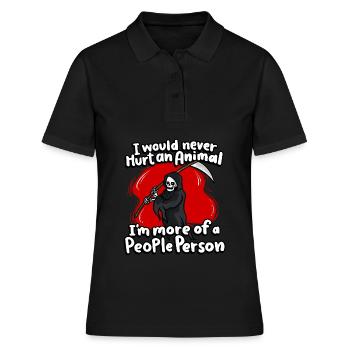 Ich Würde Nie Ein Tier Verletzen, Ich Bin Eher - Frauen Polo Shirt - Schwarz - Vorne - Ailine (174cm)
