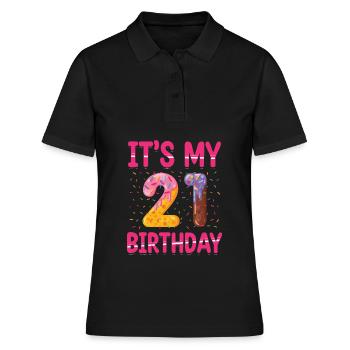 C’est mon 21e anniversaire | | du thème Sprinkles - Polo Femme - noir - Devant - Ailine (174cm)