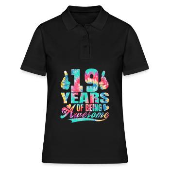 19e anniversaire ou anniversaire 19 ans d’existence - Polo Femme - noir - Devant - Ailine (174cm)