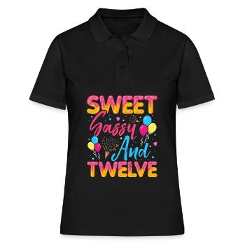 Süßer Frechdachs Und Zwölf Streusel Köstlicher - Frauen Polo Shirt - Schwarz - Vorne - Ailine (174cm)