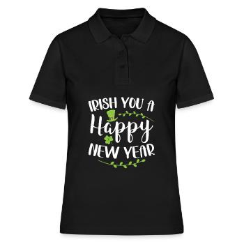 Irish You Happy New Year Green Shamrock - Polo Femme - noir - Devant - Ailine (174cm)