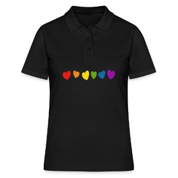 Regenbogenherzen LGBT Pride - Frauen Polo Shirt - Schwarz - Vorne - Ailine (174cm)