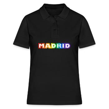 Madrid Regenbogen LGBTQ Pride - Frauen Polo Shirt - Schwarz - Vorne - Ailine (174cm)