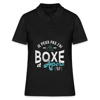 je peux pas j ai boxe et apéro Humour boxe - Polo Femme - noir - Devant - Ailine (174cm)