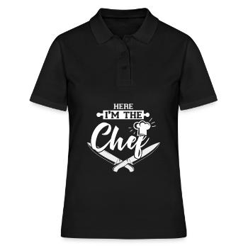 I m the chef cadeau cool chef cuisinier - Polo Femme - noir - Devant - Ailine (174cm)
