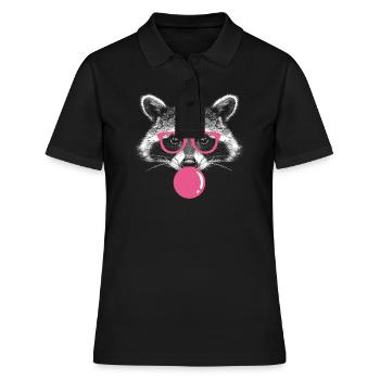 Waschbär bläst Kaugummi - Süßer Kaugummi Waschbär - Frauen Polo Shirt - Schwarz - Vorne - Ailine (174cm)