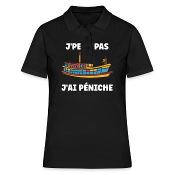 Bateau humour péniche - Polo Femme - noir - Devant - Ailine (174cm)