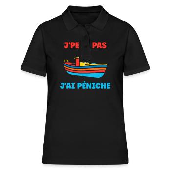 Bateau humour péniche - Polo Femme - noir - Devant - Ailine (174cm)