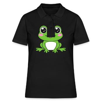 Kleiner Frosch - Frauen Polo Shirt - Schwarz - Vorne - Ailine (174cm)