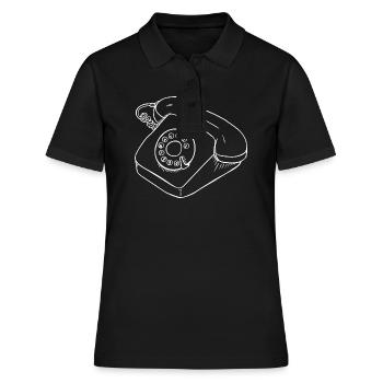 Retro Telefon Wählscheibe Hörer - Frauen Polo Shirt - Schwarz - Vorne - Ailine (174cm)