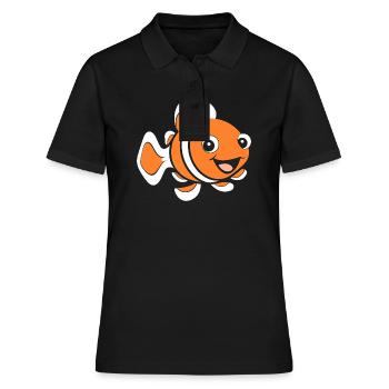 Humour petit poisson clown - Polo Femme - noir - Devant - Ailine (174cm)