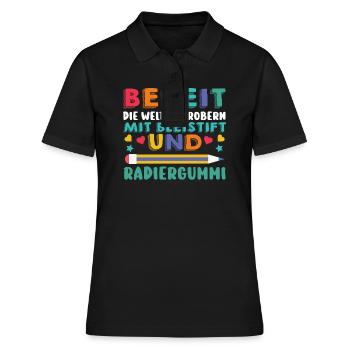 First Grade Elementary School Back to School Gift - Women's Polo Shirt - black - Front - Ailine (174cm)
