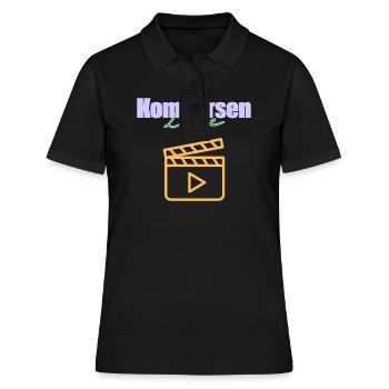 Komparse Komparsen Life Film Extras Background - Frauen Polo Shirt - Schwarz - Vorne - Ailine (174cm)