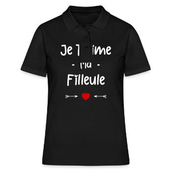 Je t'aime ma Filleule - Polo Femme - noir - Devant - Ailine (174cm)