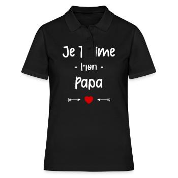 je t'aime mon Papa - Polo Femme - noir - Devant - Ailine (174cm)