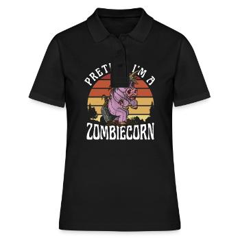 FAIRE SEMBLANT D’ÊTRE UN ZOMBIECORN Licorne zombie Halloween - Polo Femme - noir - Devant - Ailine (174cm)
